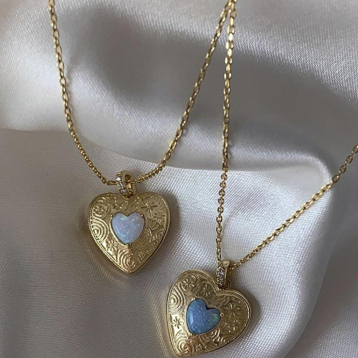 Personalized Creative Ins Style Heart-shaped Style Retro Double Love Necklace Ornament - Super Amazing Store