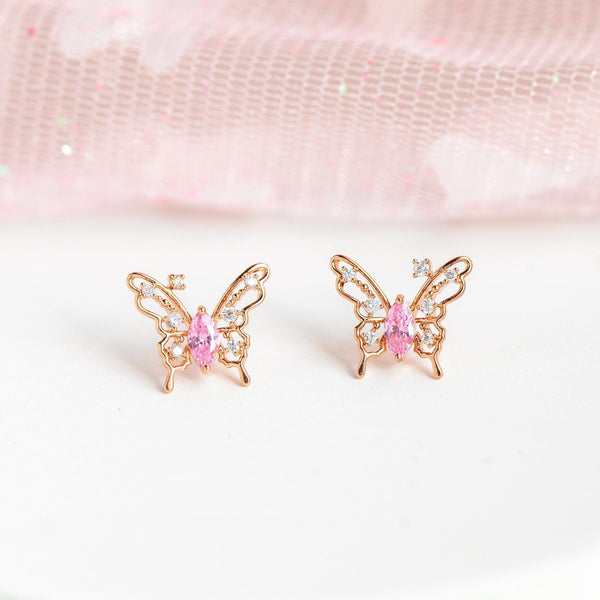 Hollow Out Butterfly Studs Micro Inlaid Zircon Sterling Silver - Super Amazing Store