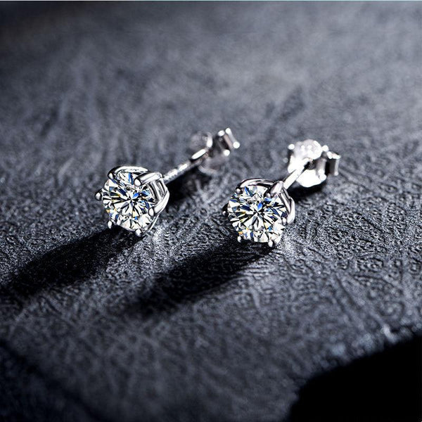 Moissan Diamond Earrings 925 Silver 1 Carat D Color 6 Prongs - Super Amazing Store