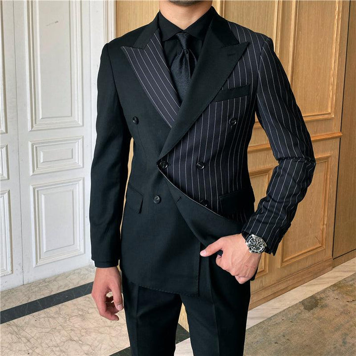 British Striped Double Breasted Suit Men - Super Amazing Store