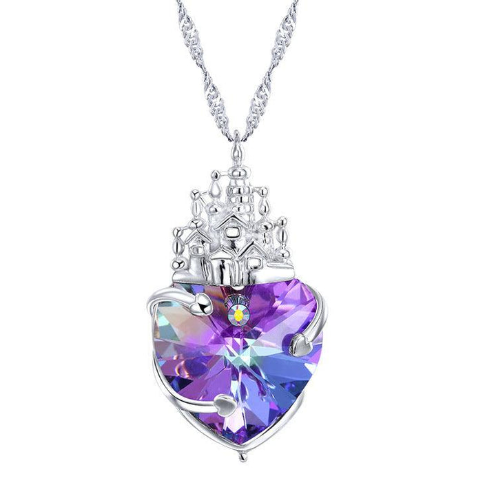 Cidelle European And American Hot Style S925 Sterling Silver Necklace Female Fashion Simple Wild Crystal Heart-shaped Love Castle Pendant - Super Amazing Store