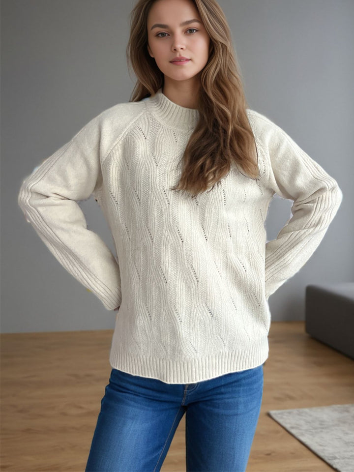 Mock Neck Long Sleeve Sweater Trendsi