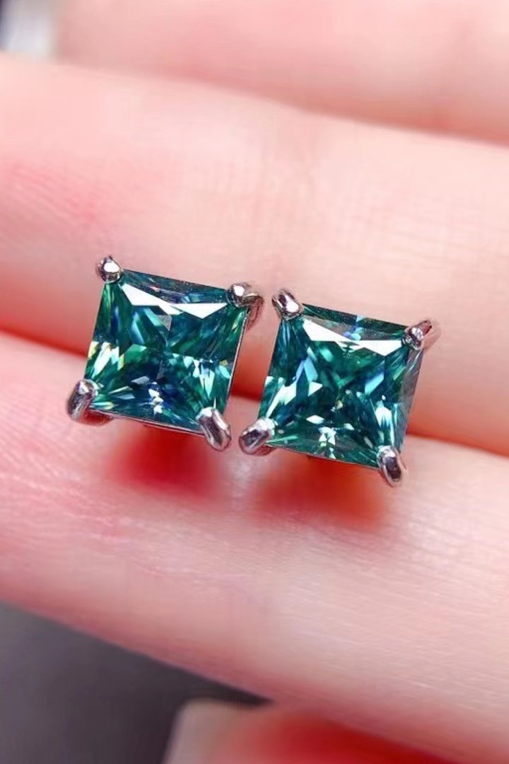 2 Carat Square Moissanite Four-Prong Earrings Trendsi