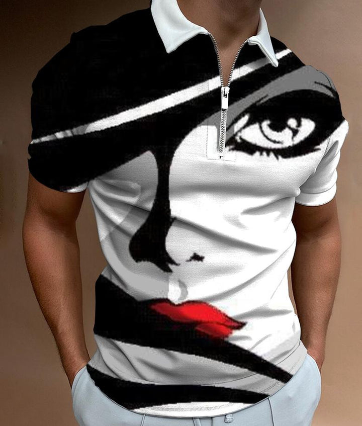 Shirts For Men Face Art Print Short Sleeve Tshirts Streetwear Mens Q2