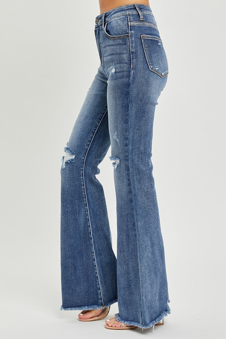 RISEN High Waist Distressed Fare Jeans Trendsi