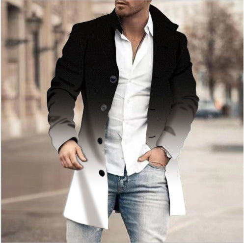 Men's Woolen Stand Collar Mid-length Casual Coat Q2