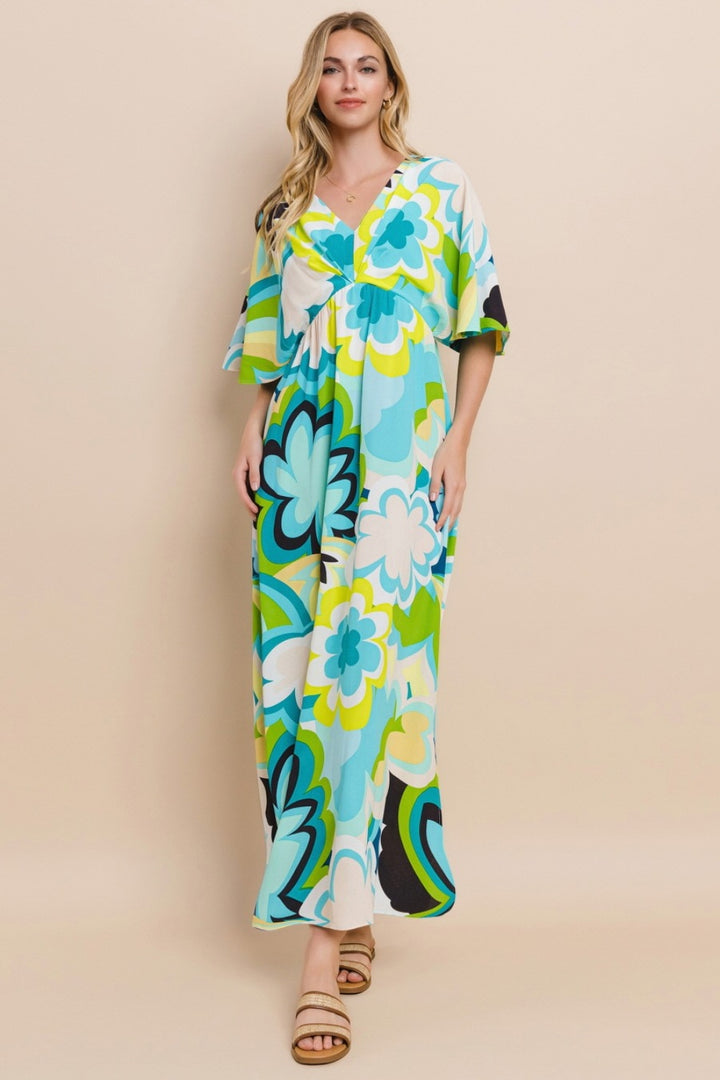 ODDI Floral Printed Slit Maxi Dress Trendsi