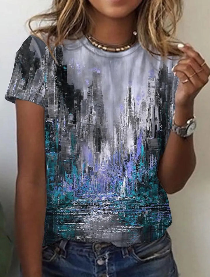 Women's European And American New Abstract Retro Print Short Sleeves-Super Amazing Store