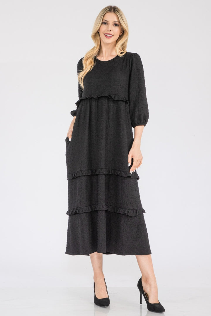 Celeste Full Size Tiered-Ruffle Midi Dress Trendsi