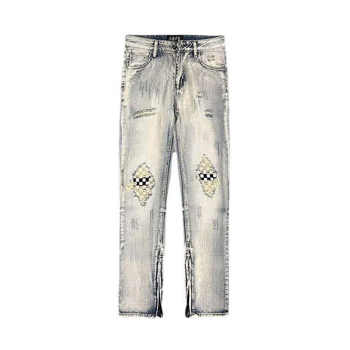 Trendy Ripped Jeans Men's American-style Retro Washed Distressed Q2