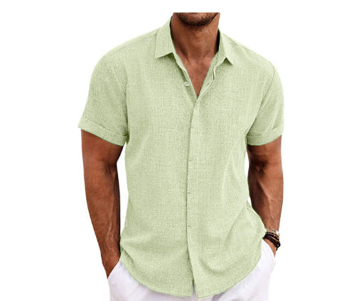 Men's Linen Short Sleeved T-shirt Loose Fitting Q2