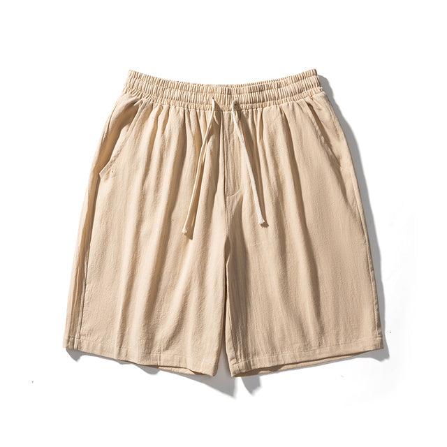 Cotton Line Shorts Men Summer Elastic Waist - Super Amazing Store