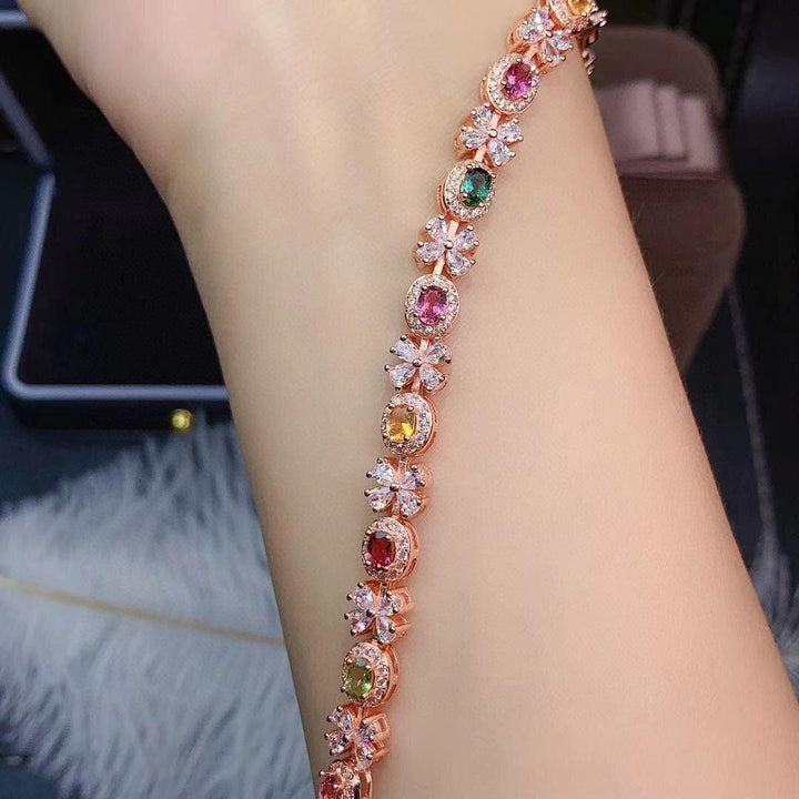 Natural Candy Rainbow Color Tourmaline Bracelet Crystal Clean Color So Light And Luxurious - Super Amazing Store