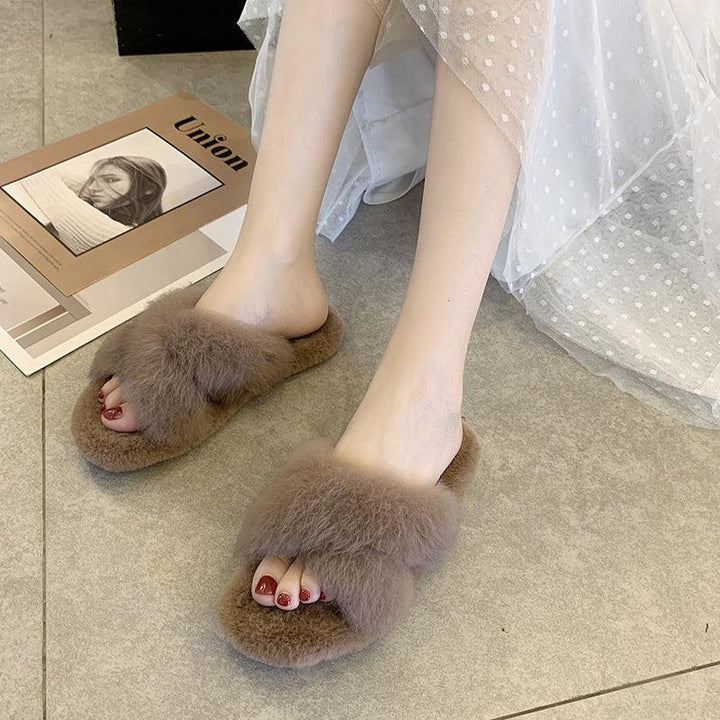 Cross fur slippers - Super Amazing Store