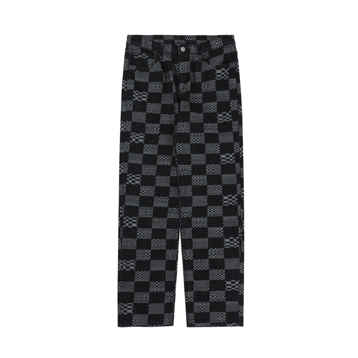 Fashion Checkerboard Jacquard Jeans For Men-Super Amazing Store