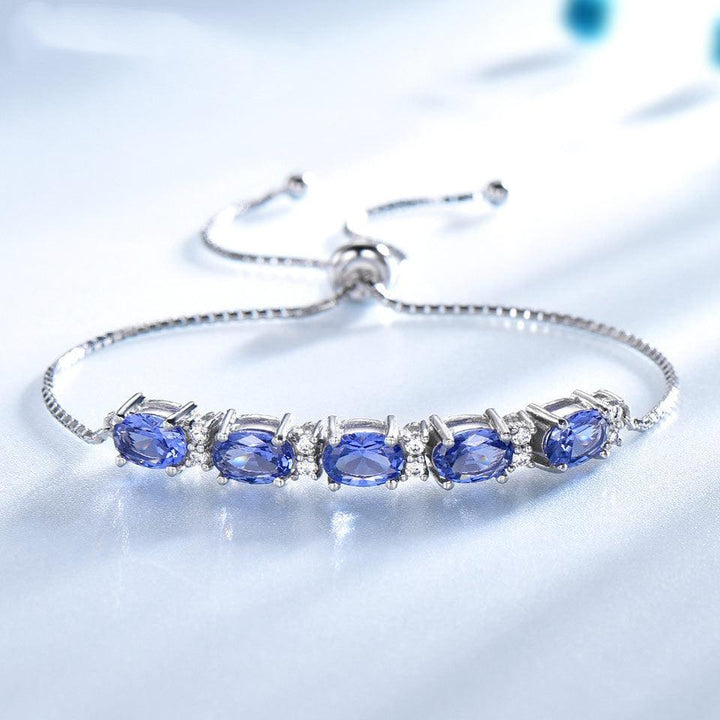 Bracelets For Women Gemstone Blue Topaz Adjustable Chain Link Bracelet Christmas Jewelry - Super Amazing Store