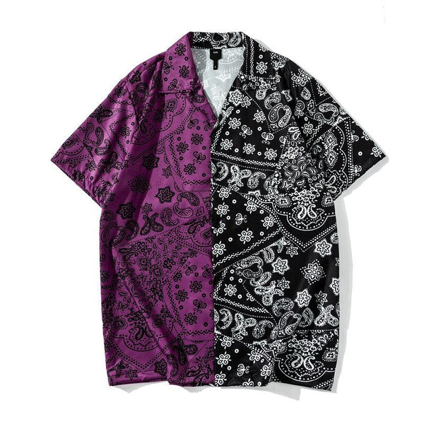 Shirt Cashew Flower Full Print Beach Cardigan Short Sleeve Men - Super Amazing Store