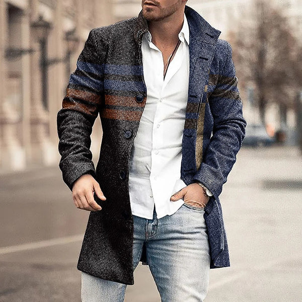 Men's Woolen Stand Collar Mid-length Casual Coat Q2