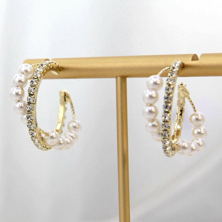 Alloy Pearl Hoop Earrings Trendsi