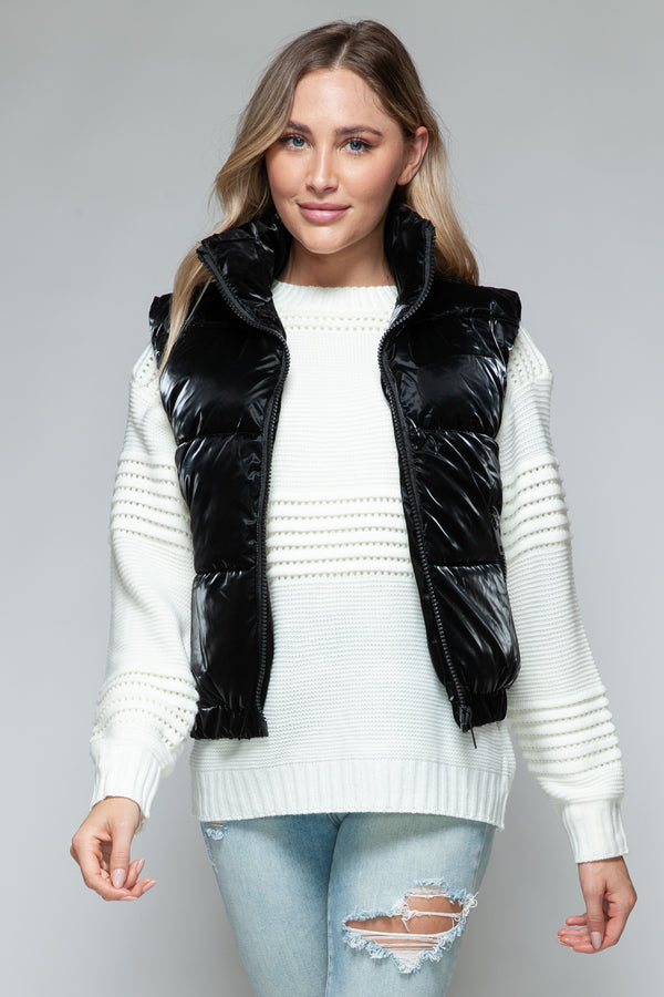 Snobbish Fine Fur Lining Quilted Vest Trendsi