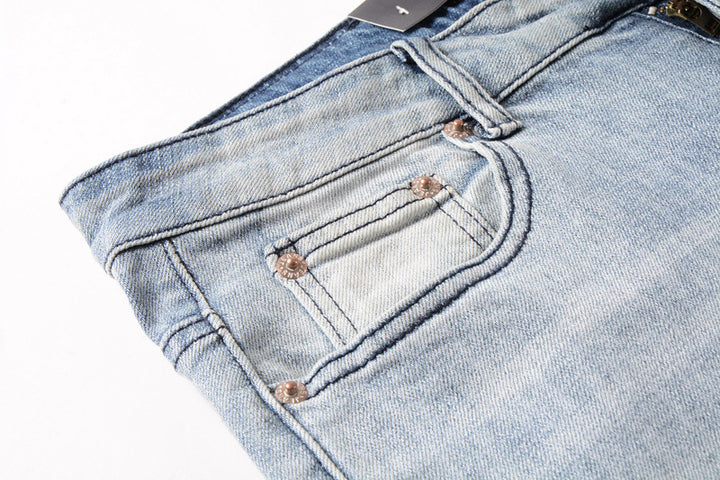 Men's jeans lightly washed holes Q2