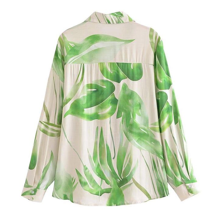 European And American Style Long Sleeve Tropical Print Shirt Women - Super Amazing Store