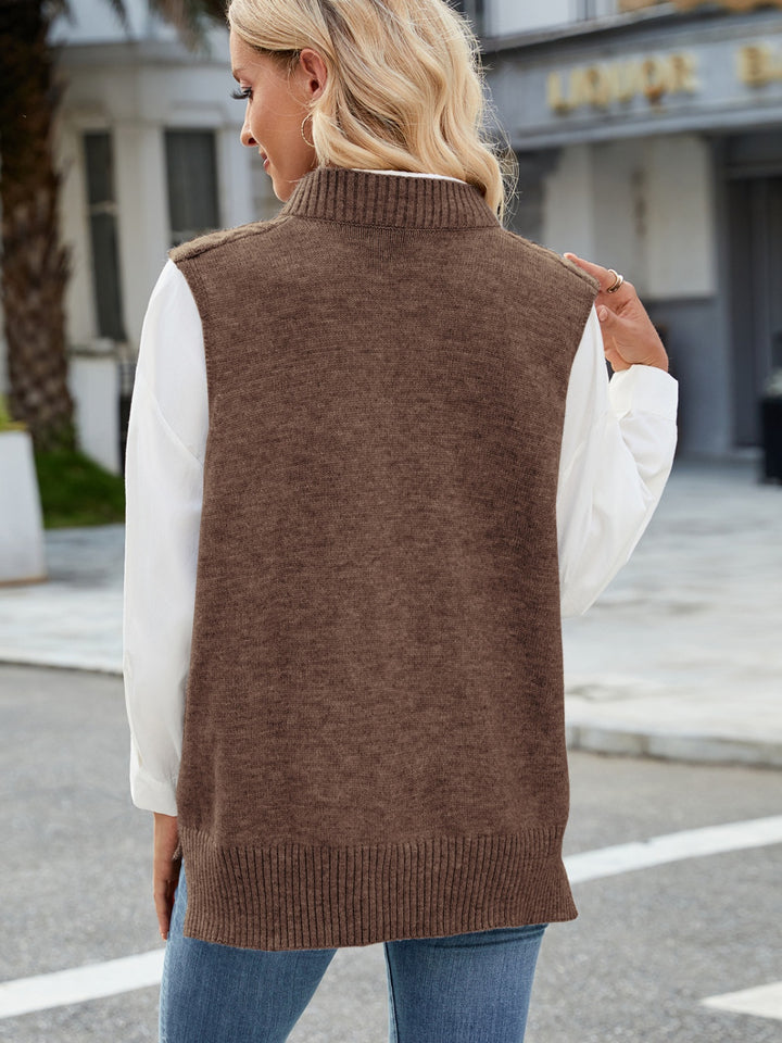 Cable Knit V-Neck Sweater Vest Trendsi