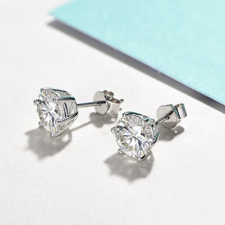 Moissan Diamond Earrings 925 Silver 1 Carat D Color 6 Prongs - Super Amazing Store