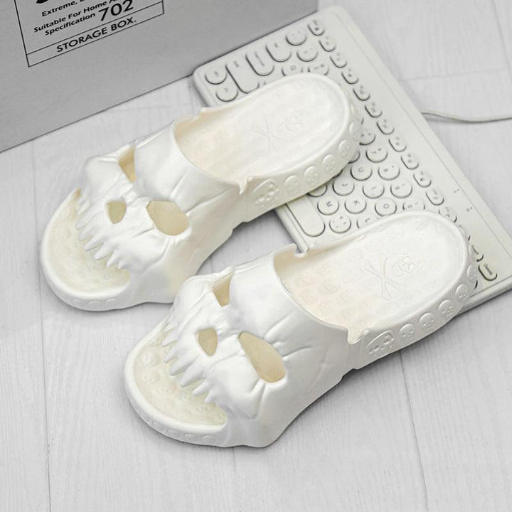 Personalized Skull Design Halloween Slippers Bathroom Indoor Outdoor Fun Slides Beach Shoes - Super Amazing Store