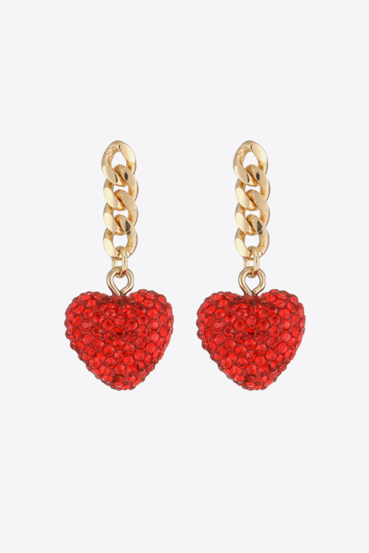 Rhinestone Heart Chain Drop Earrings Trendsi