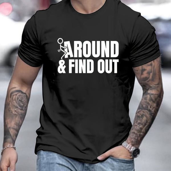 Found Prints Around, Men's Round Neck Short Sleeves, Casual And Comfortable Tops For Spring And Summer Vacations, Casual And Holiday Men's Clothing As Gifts Super Amazing Store