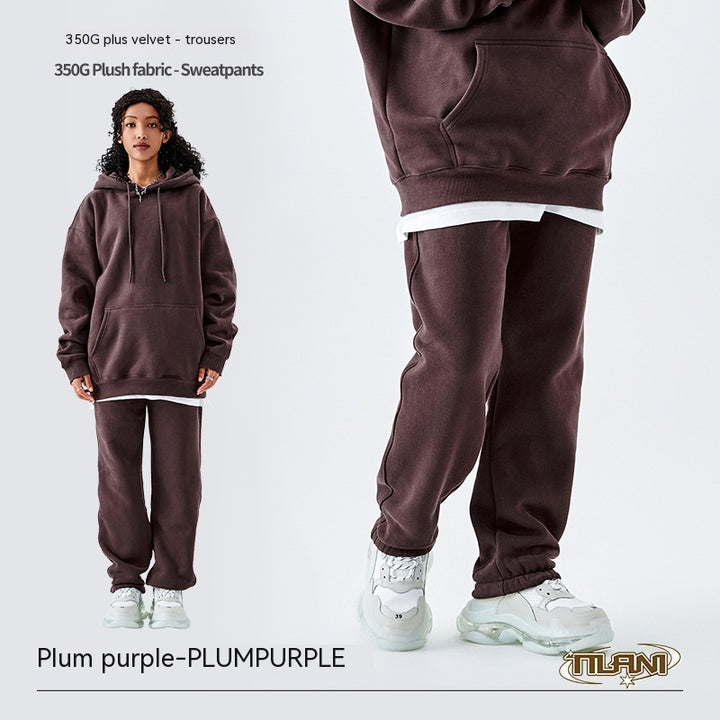 Fleece-lined Thick Loose Solid Color Sweatpants - Super Amazing Store