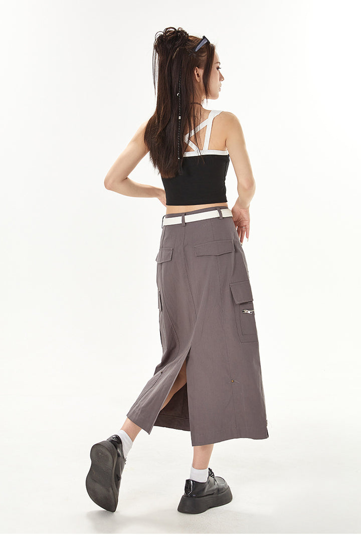 Split Straight Japanese Style Slim Fit Skirt - Super Amazing Store