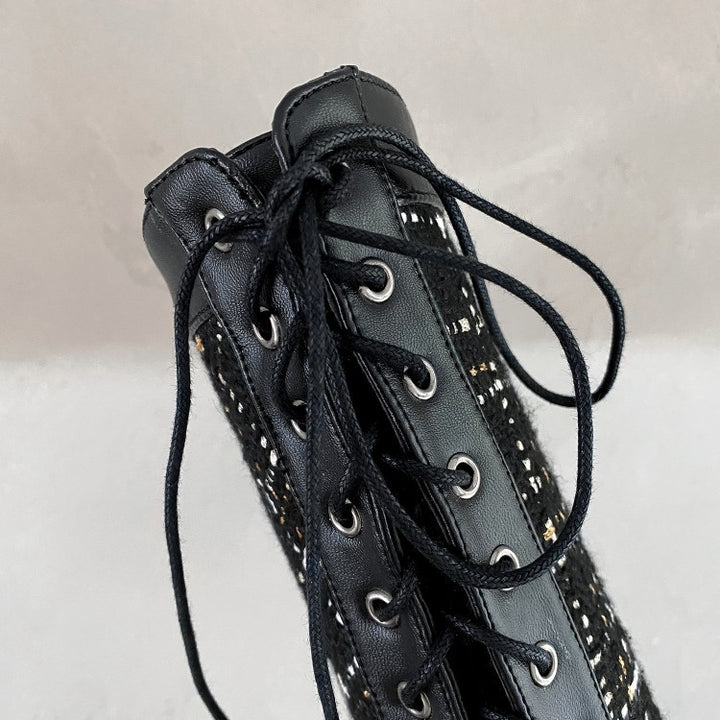 Spliced Laced-up High Boots For Women - Super Amazing Store