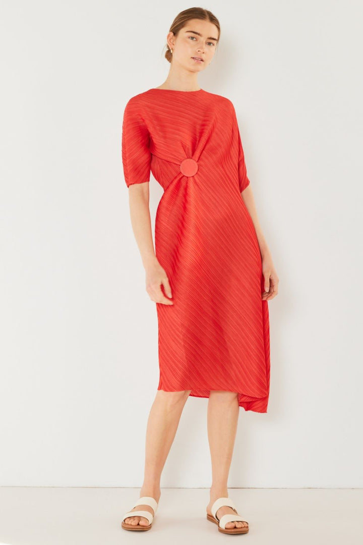 Marina West Swim Pleated Dolman Sleeve Dress Trendsi