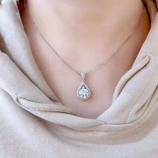 D Color Moissanite Exquisite Luxury Fashion Water Drop Pendant Necklace - Super Amazing Store