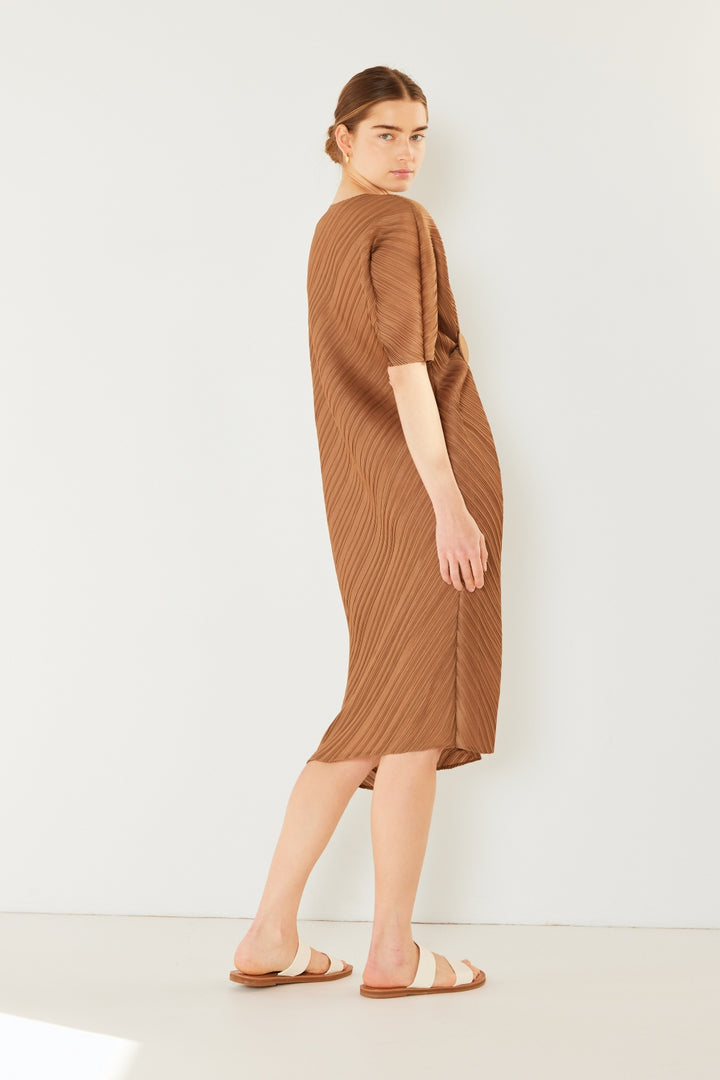 Marina West Swim Pleated Dolman Sleeve Dress Trendsi