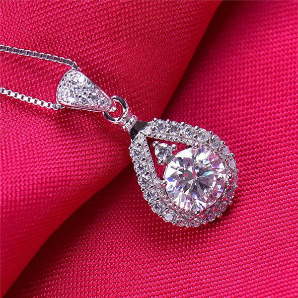 Women's Fashion Sterling Silver Moissanite Diamond Pendant Necklace - Super Amazing Store