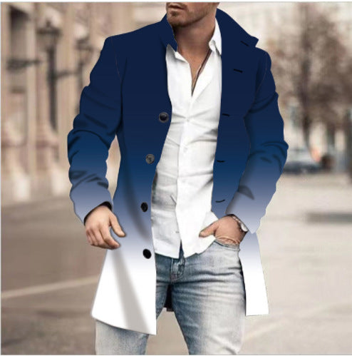 Men's Woolen Stand Collar Mid-length Casual Coat Q2