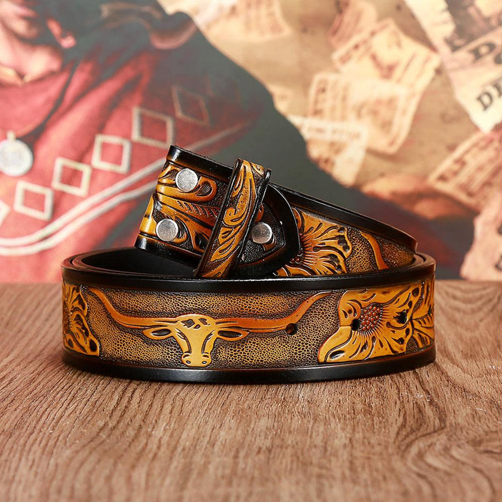 Men's And Women's Fashion Texas Cow Head Belts - Super Amazing Store