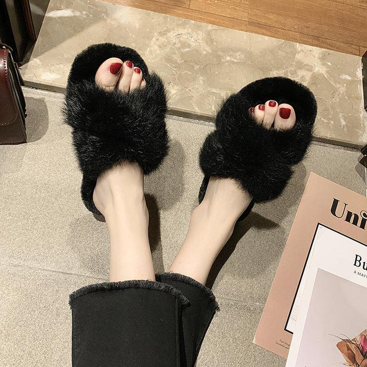 Cross fur slippers - Super Amazing Store