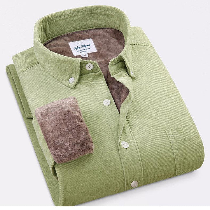 Pure Color Cotton Corduroy Warm Shirt Long Sleeve Men - Super Amazing Store