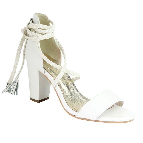 Women's Braided White Heels - Super Amazing Store