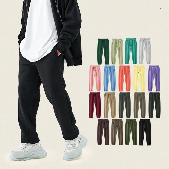 Fleece-lined Thick Loose Solid Color Sweatpants - Super Amazing Store