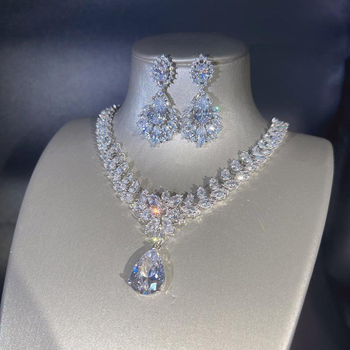 Synthetic Cubic Zircon Oxide Necklace Earring Set - Super Amazing Store