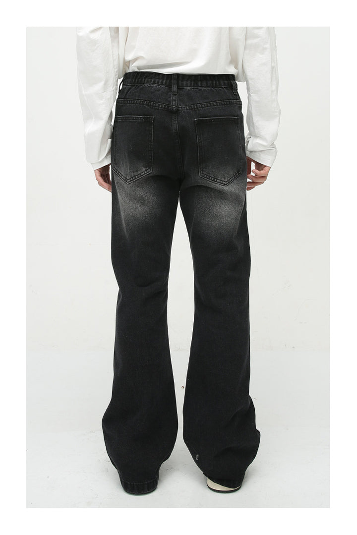 Loose Worn Looking Washed-out Slightly Flared Jeans Men Q2