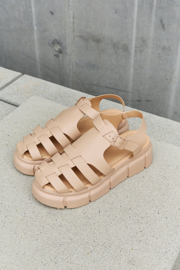 Qupid Platform Cage Stap Sandal in Tan Trendsi