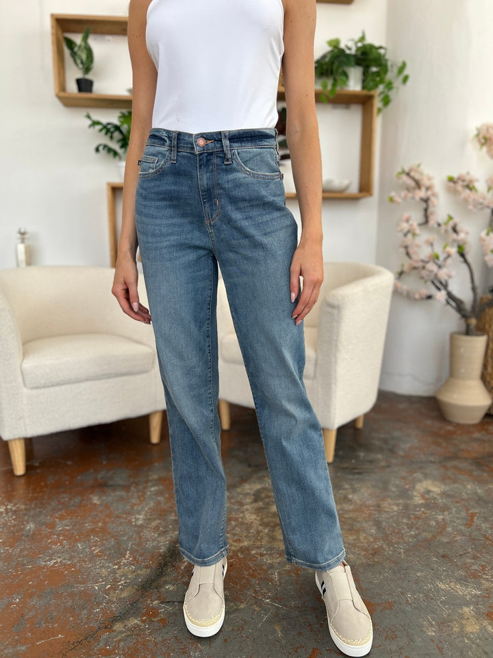 Judy Blue Full Size High Waist Straight Jeans Trendsi