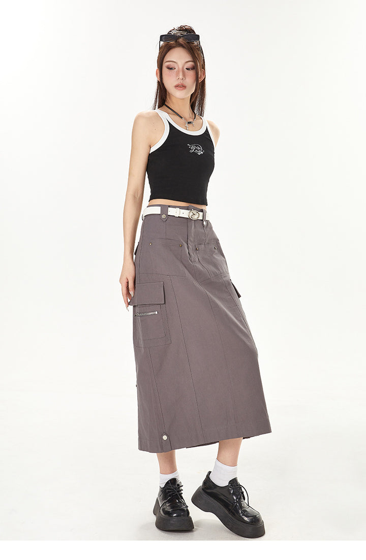 Split Straight Japanese Style Slim Fit Skirt - Super Amazing Store