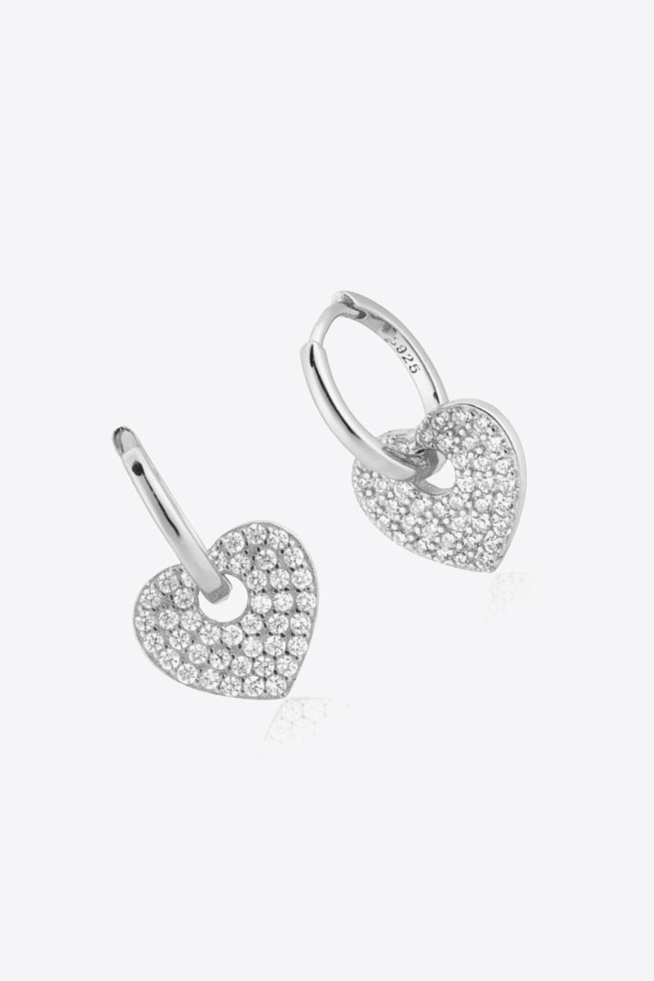 Zircon Heart Drop Huggie Earrings Trendsi